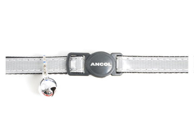 Ancol Safety Buckle Cat Collar Gloss Reflective Silver